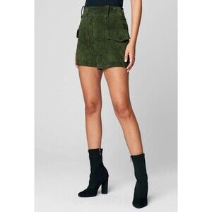 Blank NYC Shorts Free People Crocodile Tears Suede Olive Green 31 NWT